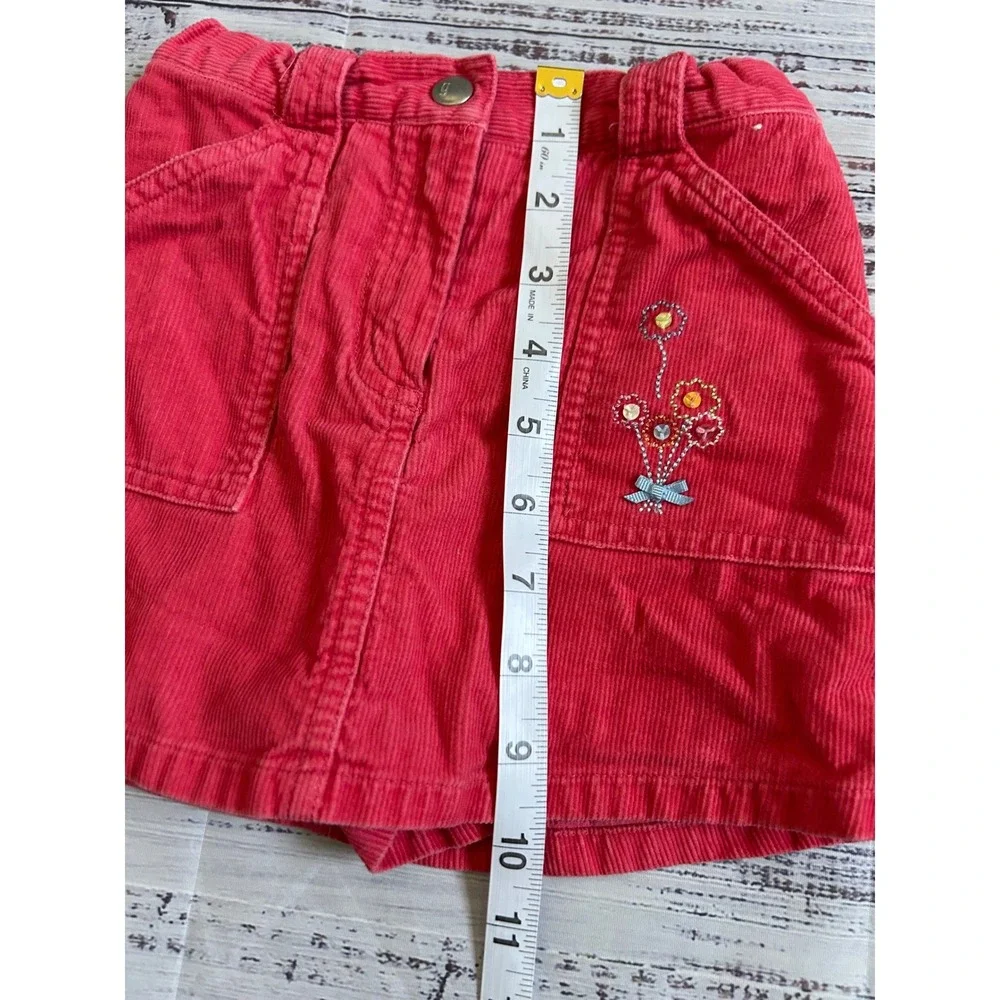Gymboree Corduroy Skort Kids Red Floral Embroidery Adjustable Waist Size 4